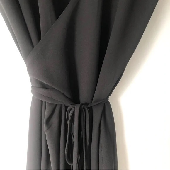 Babaton Aritzia WALLACE Wrap Dress Black Short Sleeve xxs Excellent Condition - Picture 2 of 4